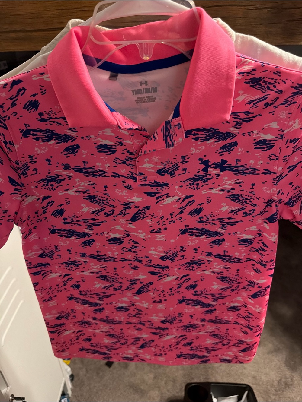 Under Armour Pink and Navy Camo Performance Polo